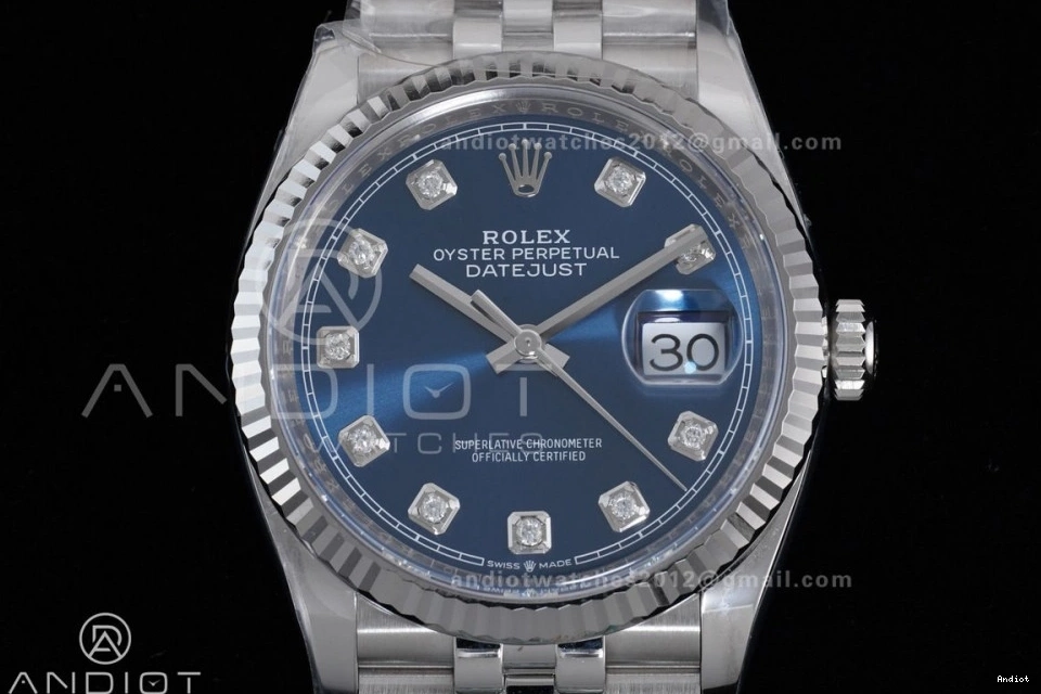 Steel SH Jubilee 555 1:1 ComfortFit Blue Edition on DateJust Bracelet Clean 36 Best 126234 Diamonds Dial 904L 0807